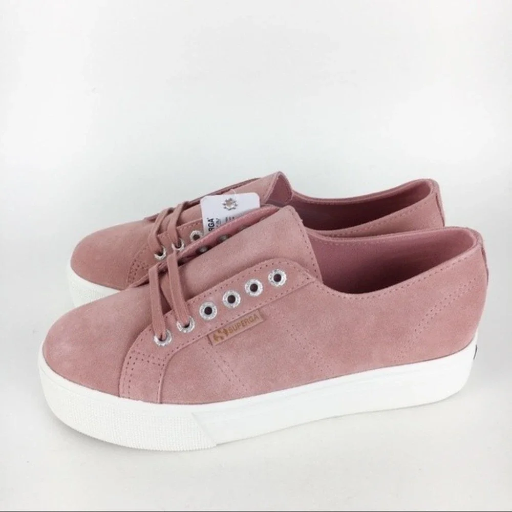 NEW Superga 2790 SUECOTLINW‎ Pink Peach Suede Leather Platform Sneakers Shoes 9